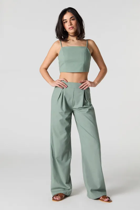 Pantalon plissé à jambe large en mélange de lin sold by Urban Planet