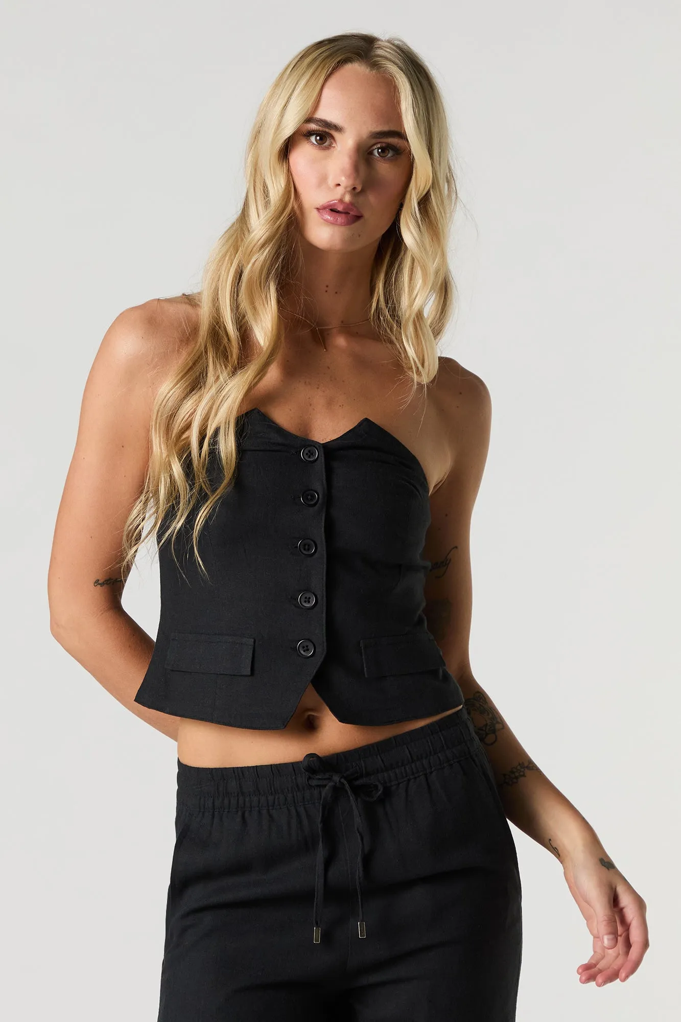 Corset boutonné en mélange de lin sold by Urban Planet product image thumbnail 4