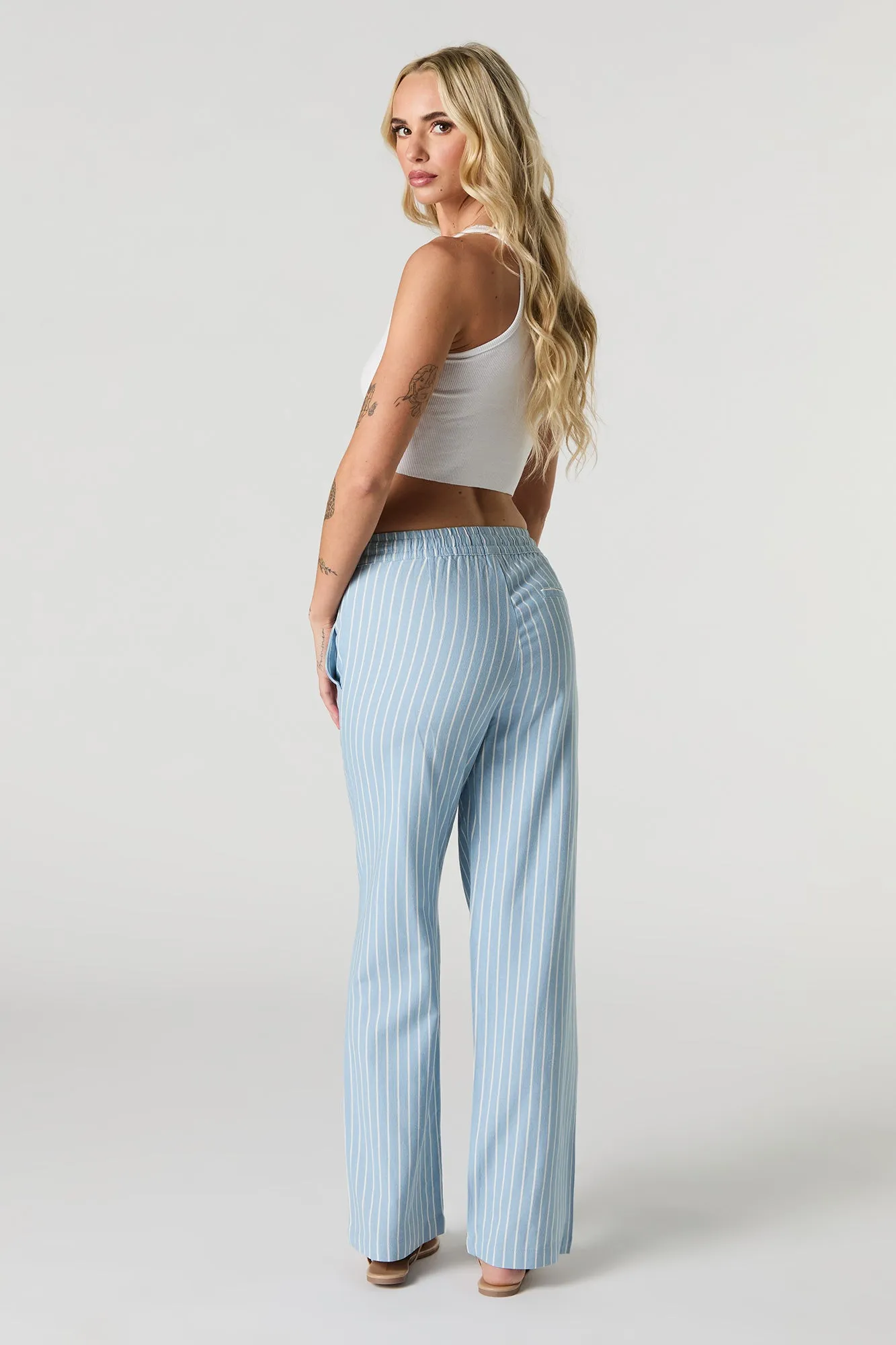 Low Rise Linen-Blend Wide Leg Pant sold by Urban Planet product image thumbnail 3