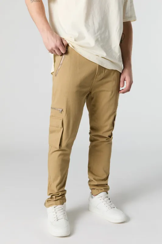 Multi Zipper Pocket Skinny Cargo Pant sold by Urban Planet