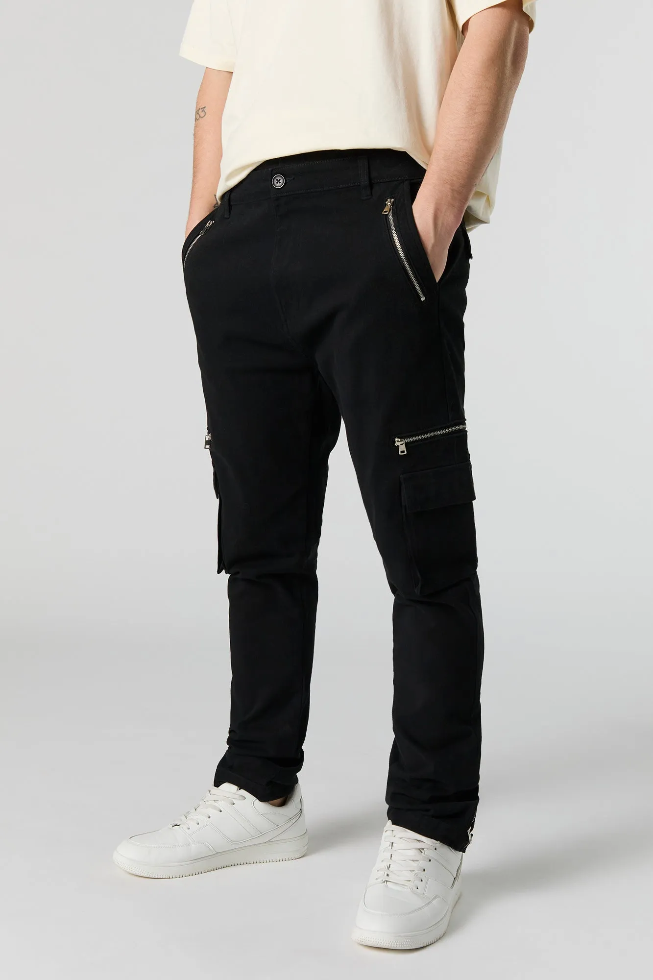 Multi Zipper Pocket Skinny Cargo Pant sold by Urban Planet product image thumbnail 5