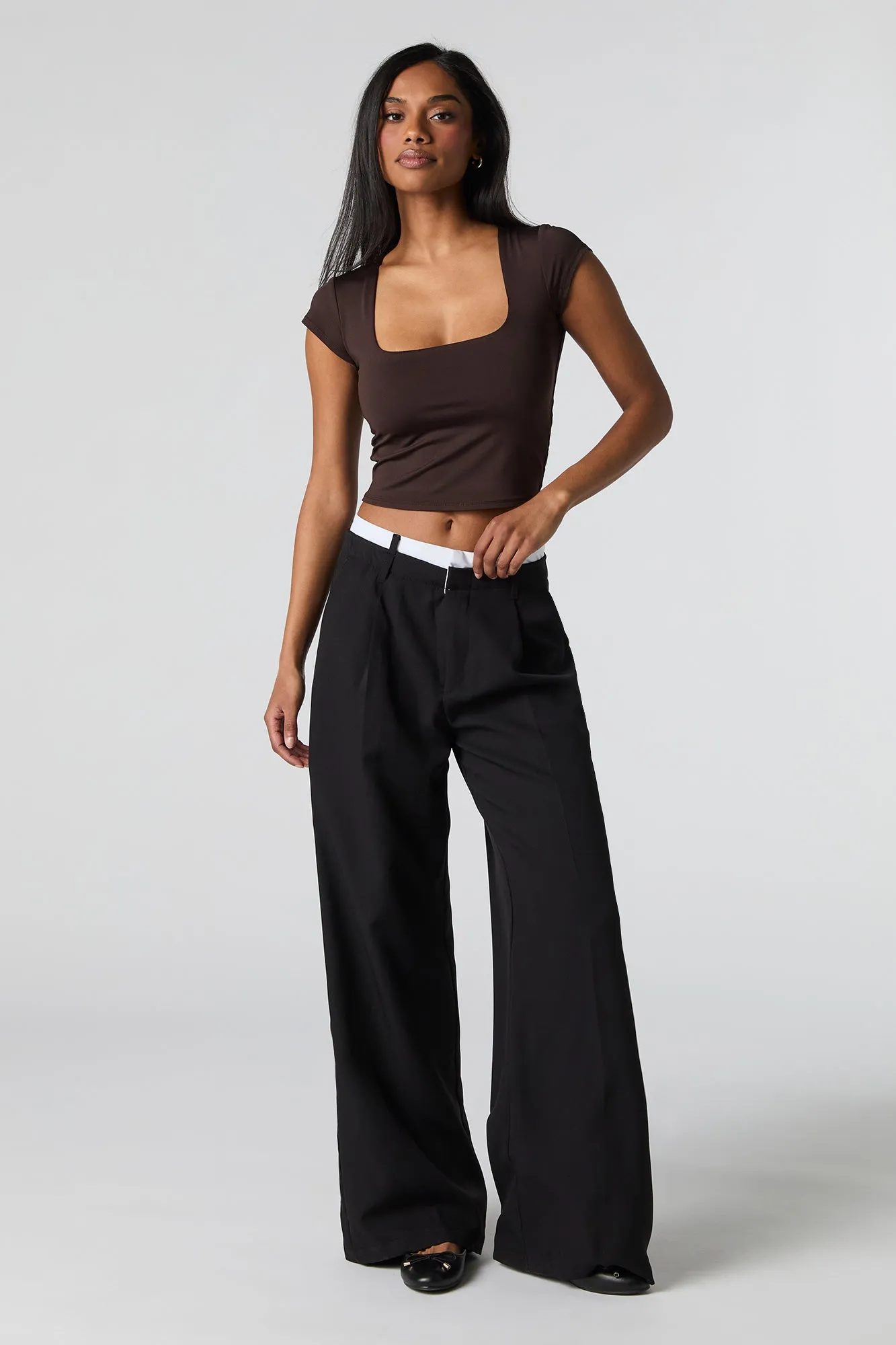 Contour Square Neck Cap Sleeve Crop Top sold by Urban Planet product image thumbnail 3
