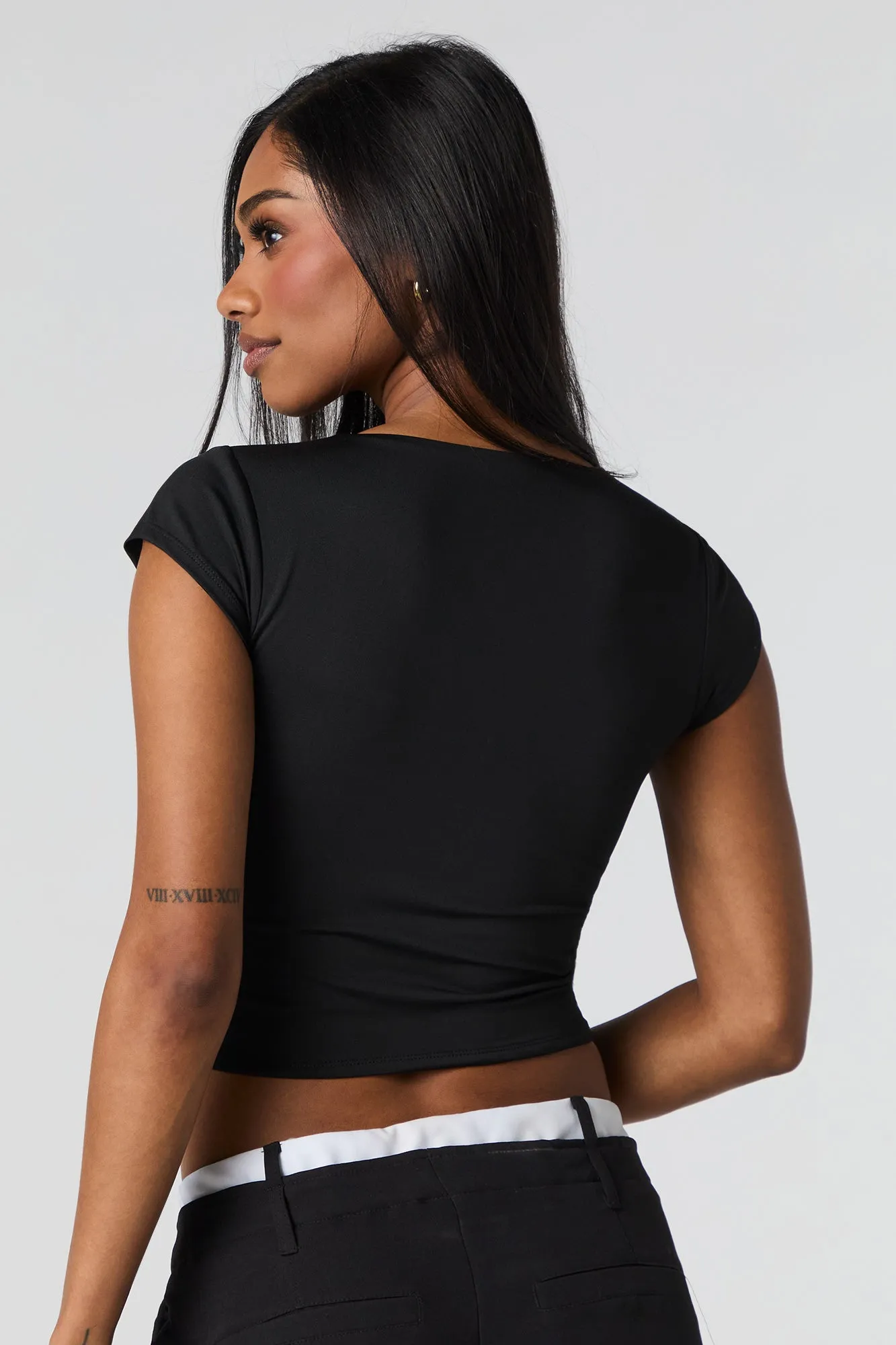 Contour Square Neck Cap Sleeve Crop Top sold by Urban Planet product image thumbnail 5