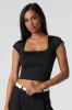 Contour Square Neck Cap Sleeve Crop Top sold by Urban Planet