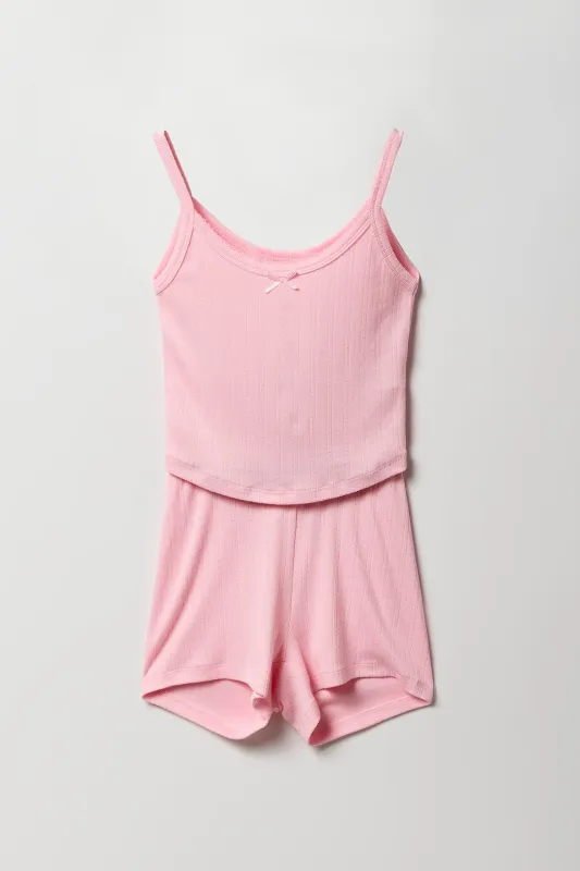 Girls Pointelle Knit Tank & Short 2 Piece Pajama Set sold by Urban Planet