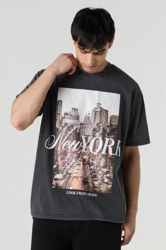 T-shirt ample délavé à imprimé New York sold by Urban Planet