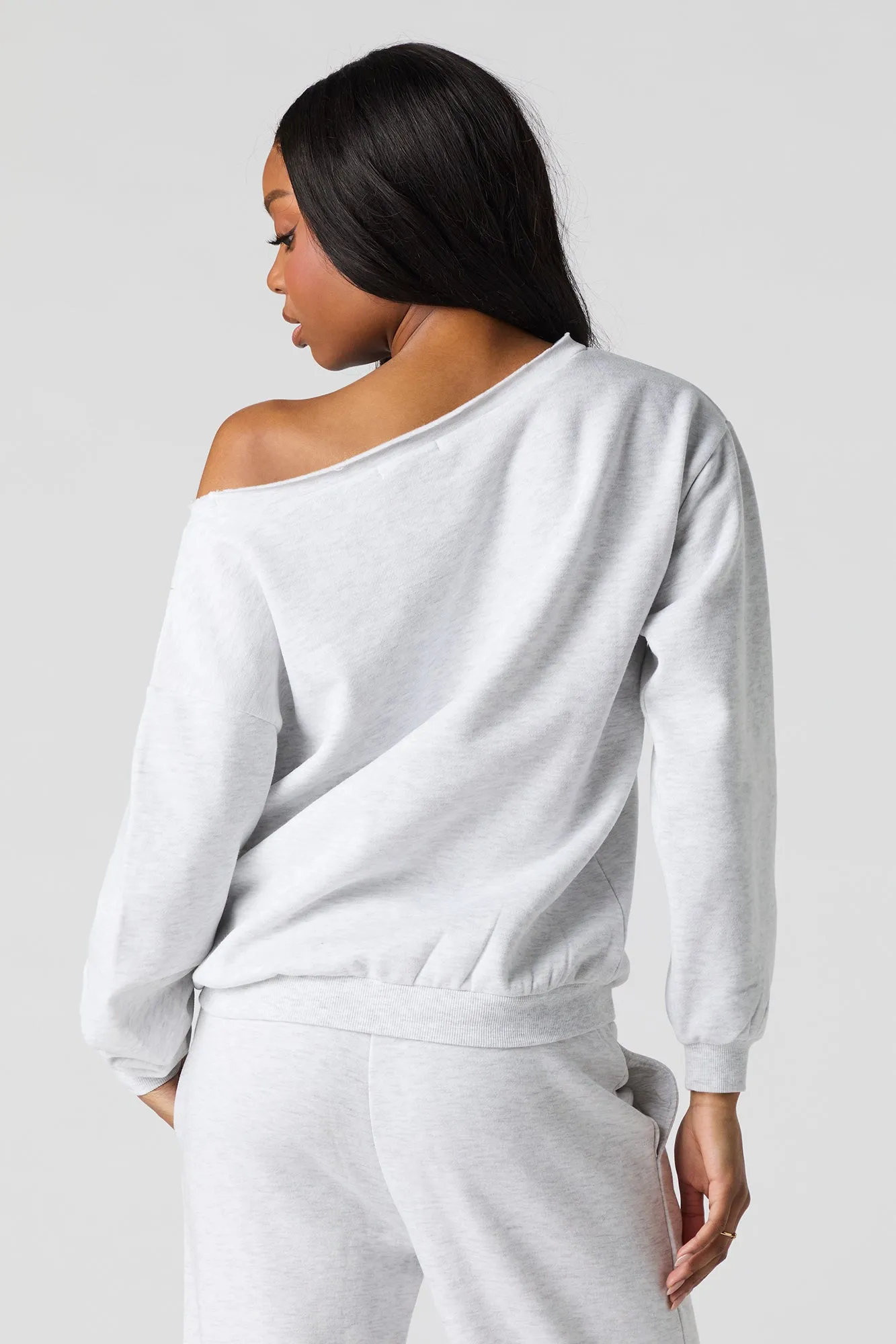 Manhattan Graphic Off Shoulder Fleece Sweatshirt sold by Urban Planet product image thumbnail 2