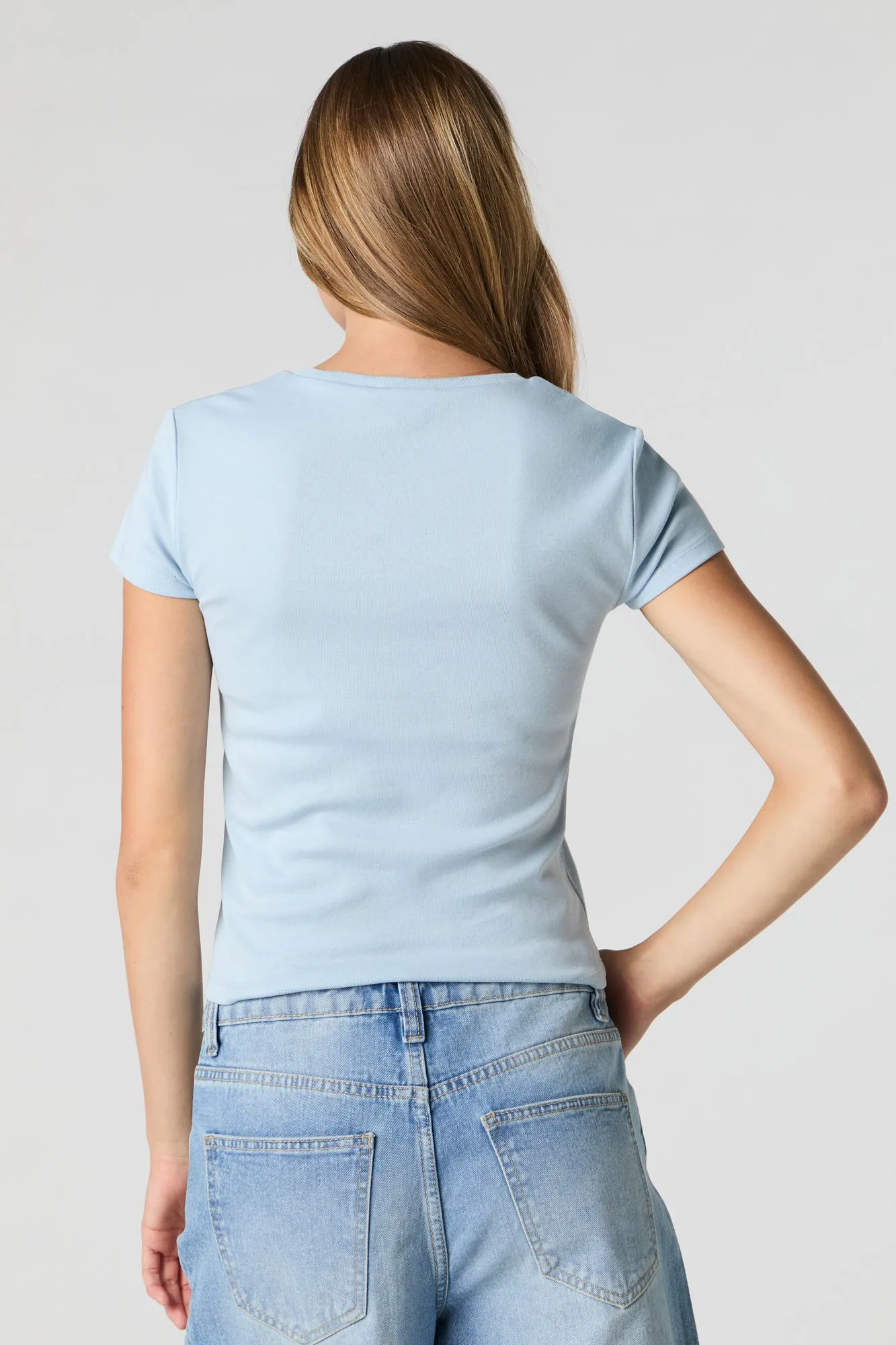 T-shirt côtelé avec motif brodé sold by Urban Planet product image thumbnail 5