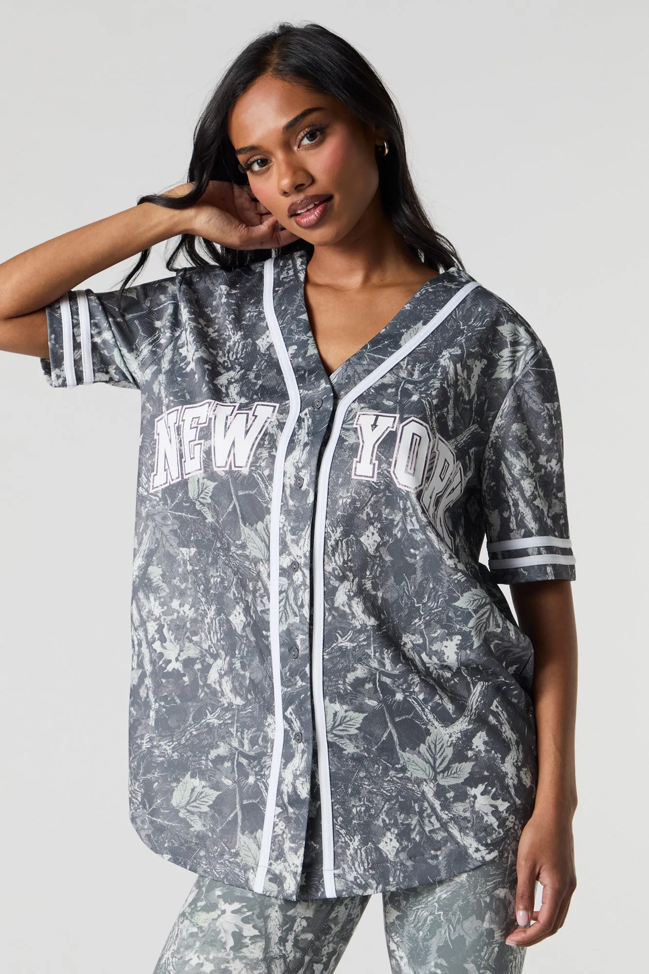 City Graphic Mesh Baseball Jersey sold by Urban Planet product image thumbnail 2