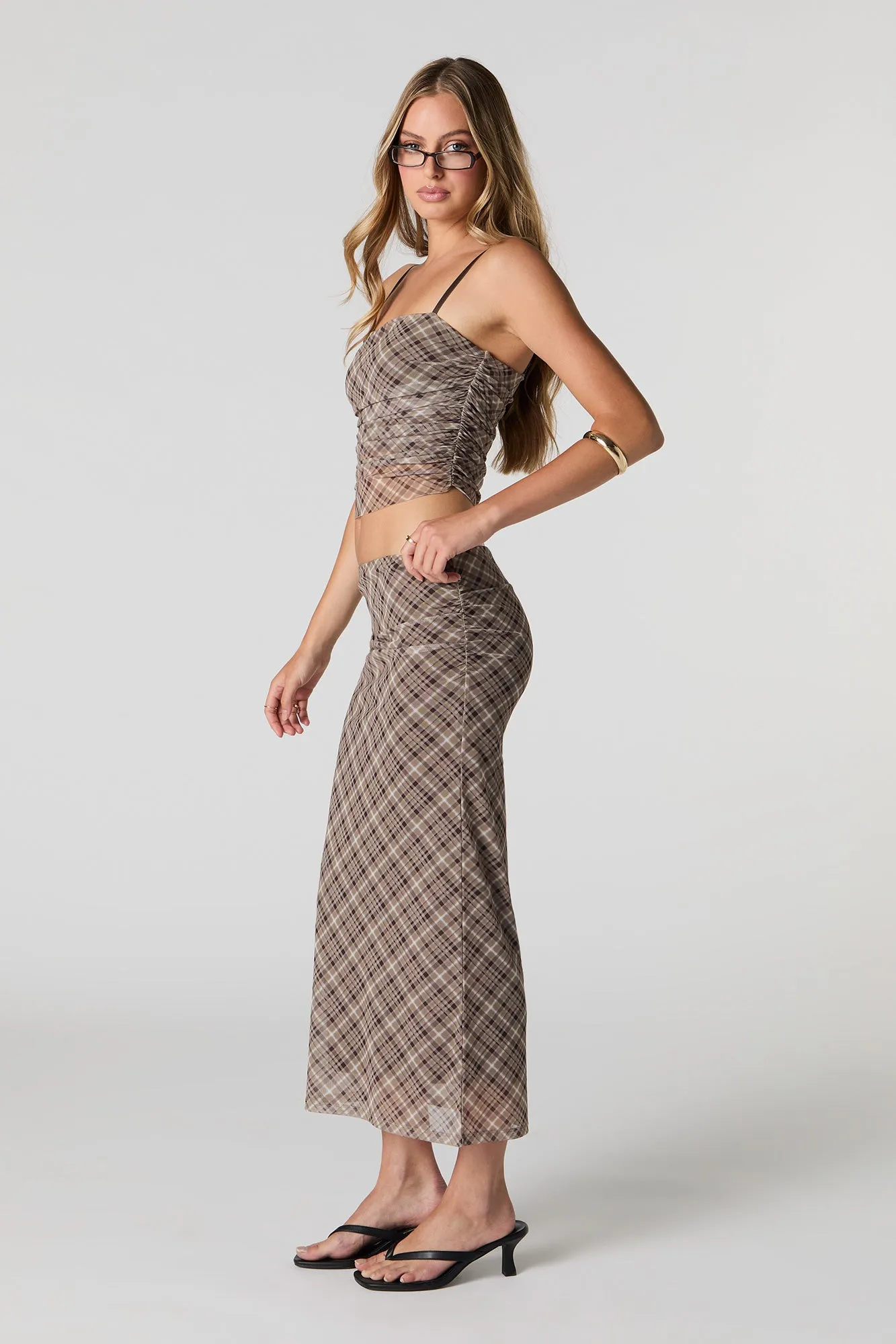 Jupe midi ruchée en filet sold by Urban Planet product image thumbnail 2