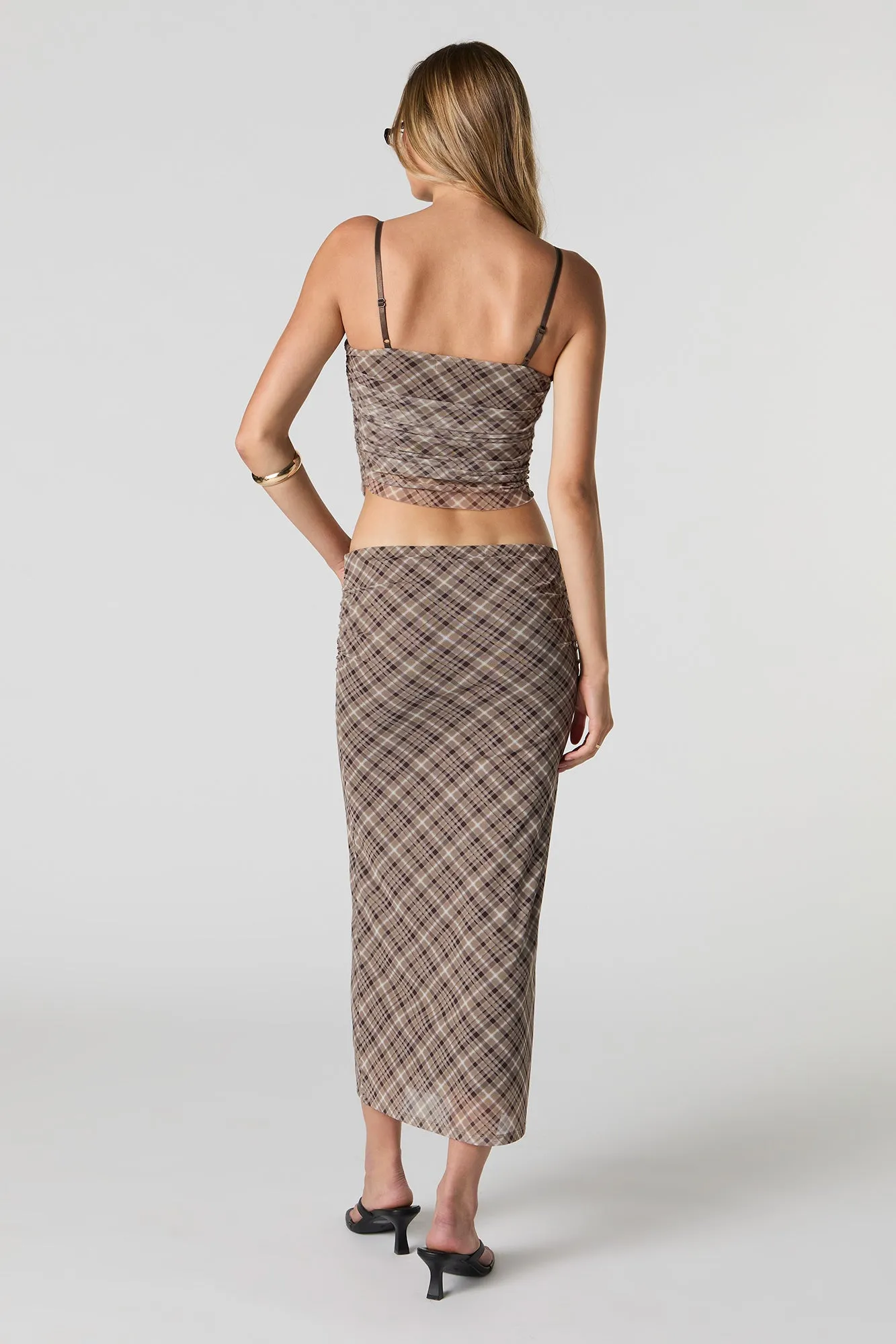 Jupe midi ruchée en filet sold by Urban Planet product image thumbnail 3