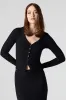Ribbed Button-Up Long Sleeve Top sold by Urban Planet