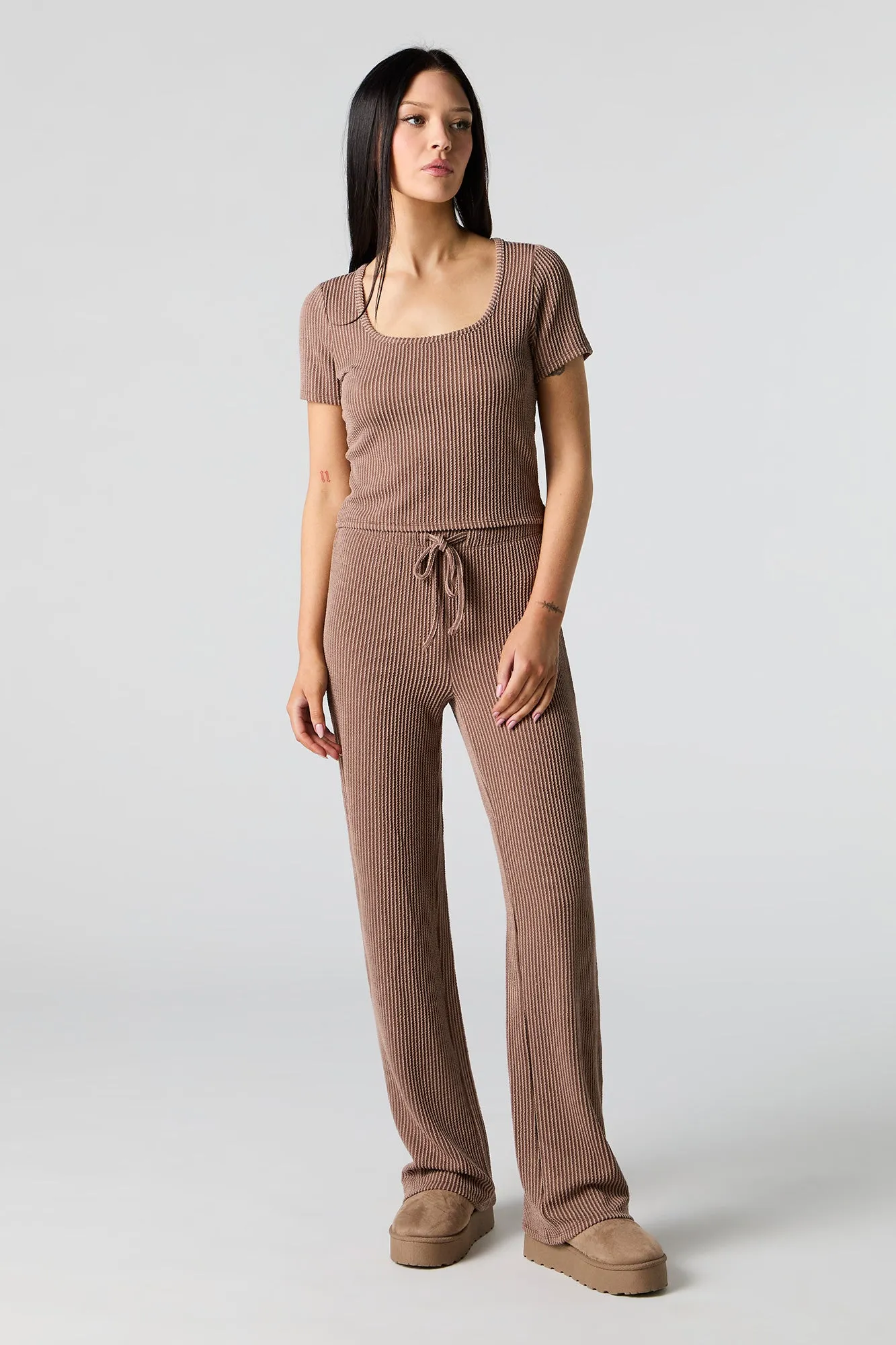 Pantalon à jambe large côtelé texturé sold by Urban Planet product image thumbnail 4