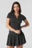 Ribbed Knit Collared Crop Top sold by Urban Planet
