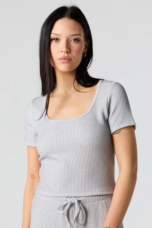 Textured Ribbed Scoop Neck Top sold by Urban Planet