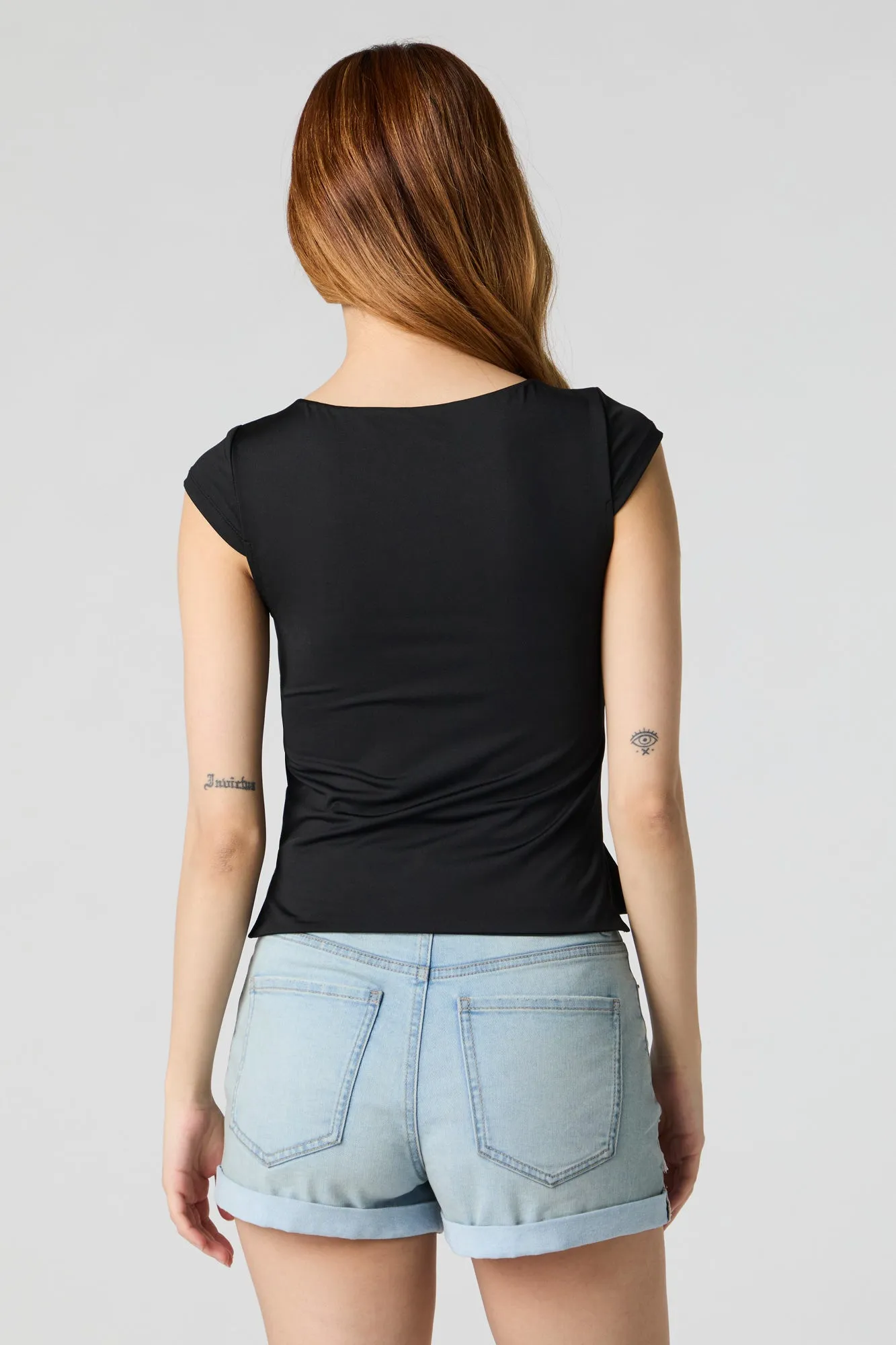Contour Cap Sleeve Side Slit Top sold by Urban Planet product image thumbnail 5