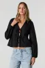 Poplin Tie Front Long Sleeve Top sold by Urban Planet