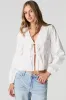 Poplin Tie Front Long Sleeve Top sold by Urban Planet