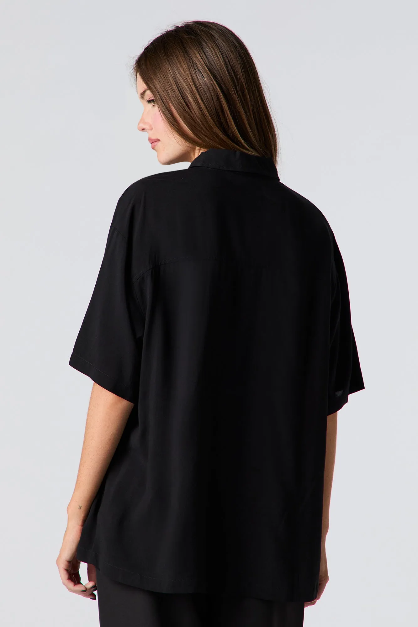 Oversized Short Sleeve Button-Up Top sold by Urban Planet product image thumbnail 5