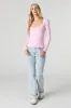 Seamless Ribbed Knit Scoop Neck Long Sleeve Top sold by Urban Planet