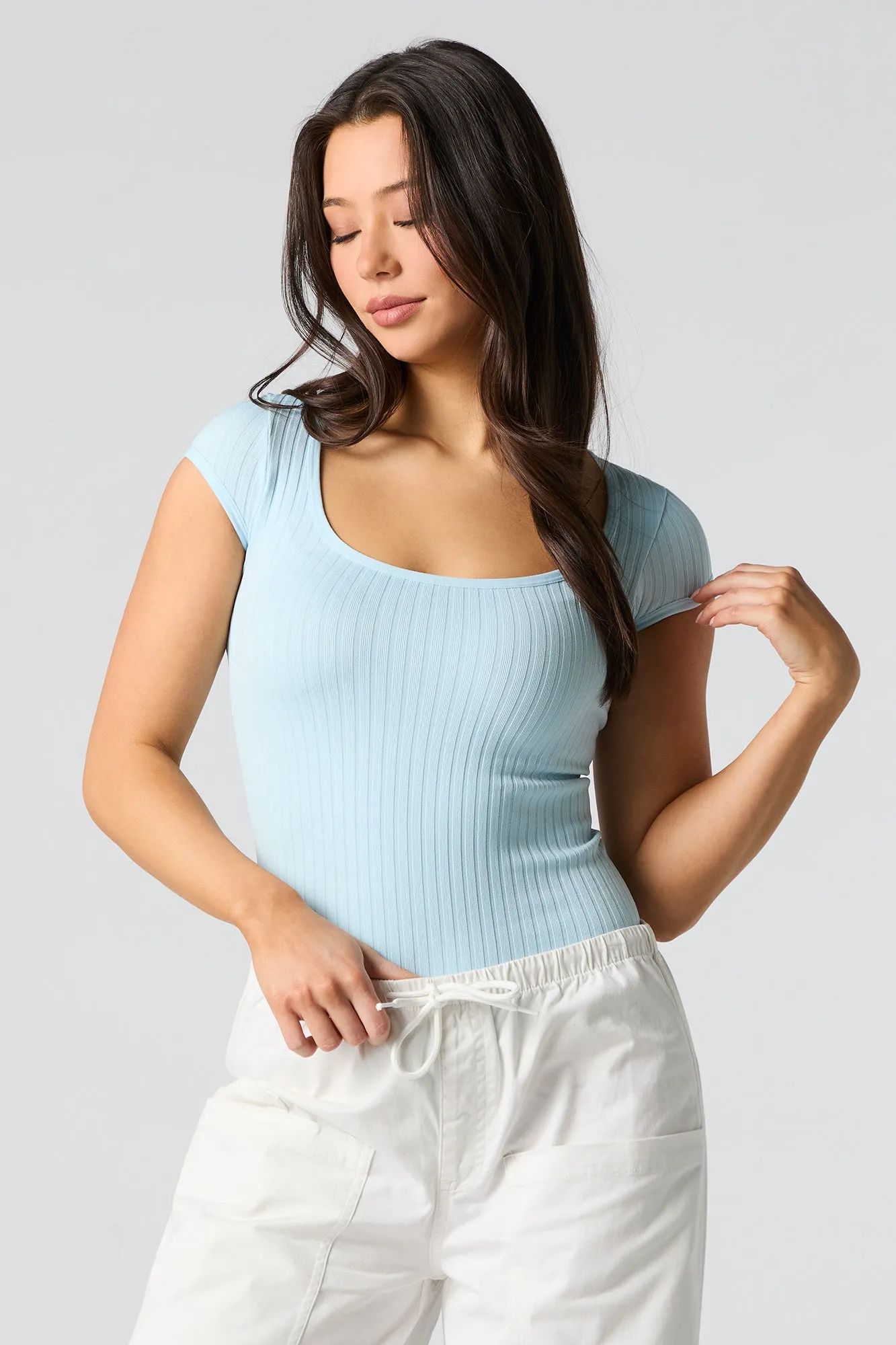 Ribbed Knit Scoop Neck Bodysuit sold by Urban Planet