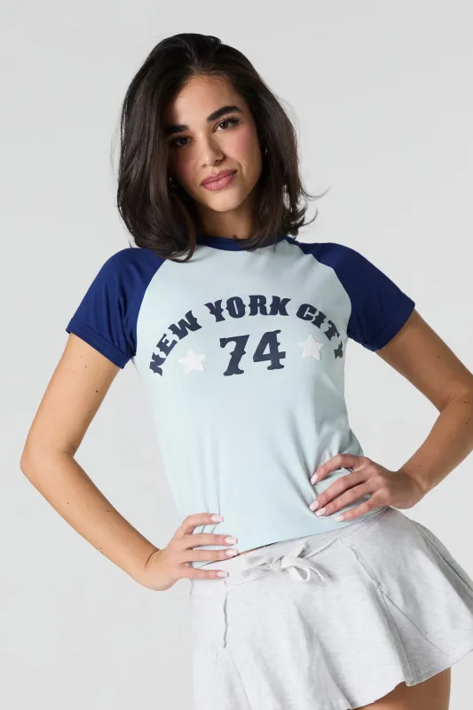 New York Puff Print Raglan T-Shirt sold by Urban Planet