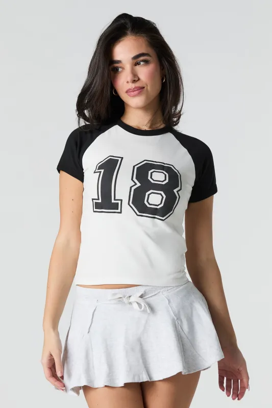 18 Graphic Raglan T-Shirt sold by Urban Planet