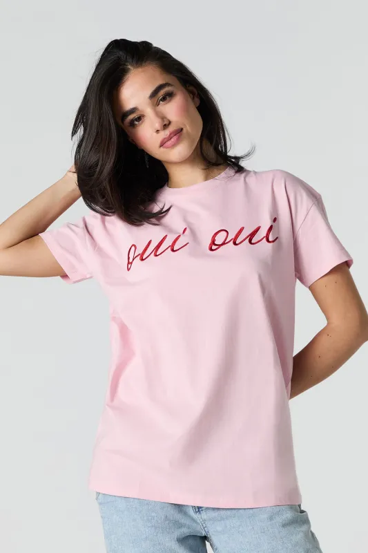 Oui Oui Embroidered T-Shirt sold by Urban Planet