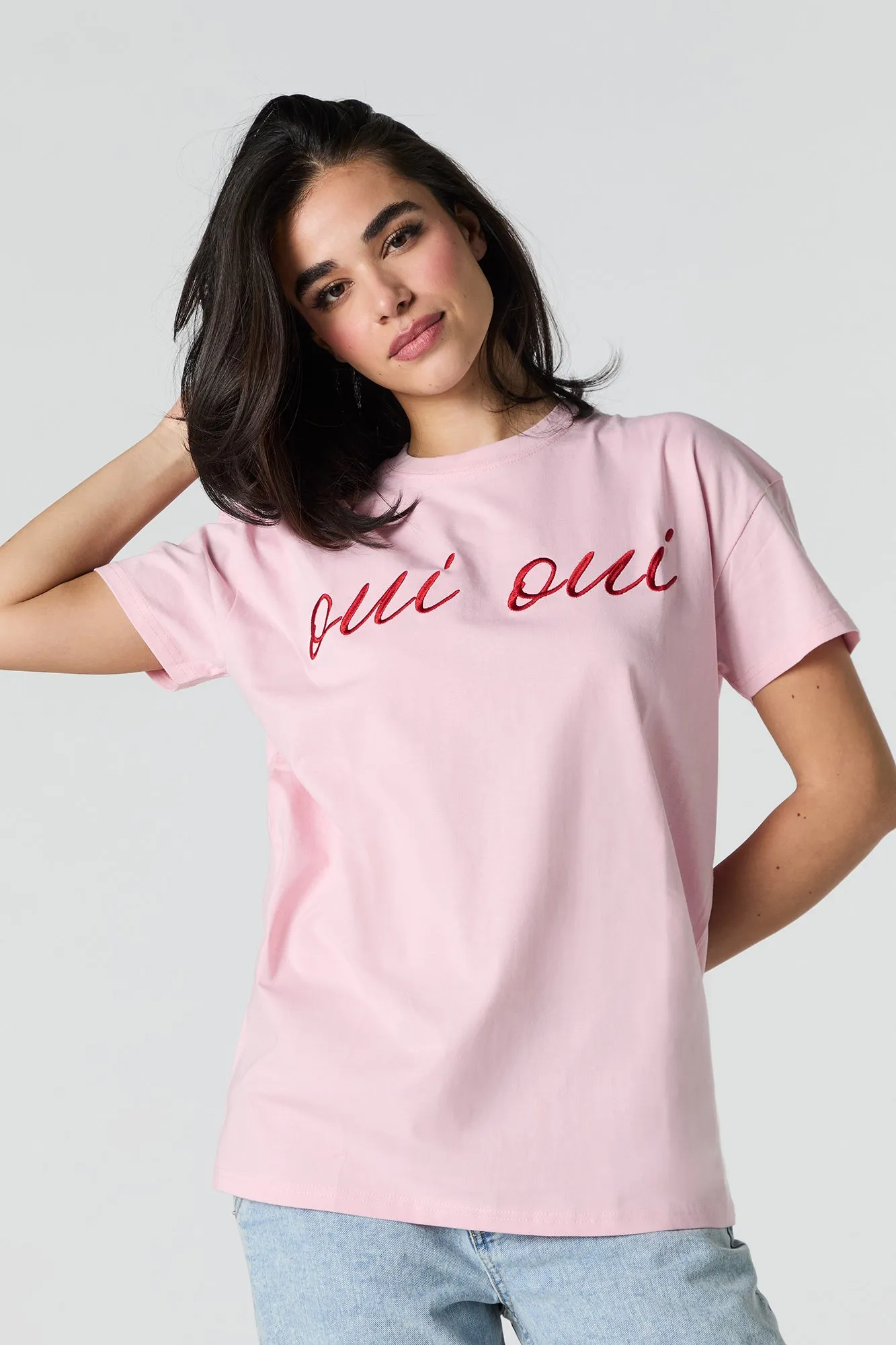 Oui Oui Embroidered T-Shirt sold by Urban Planet