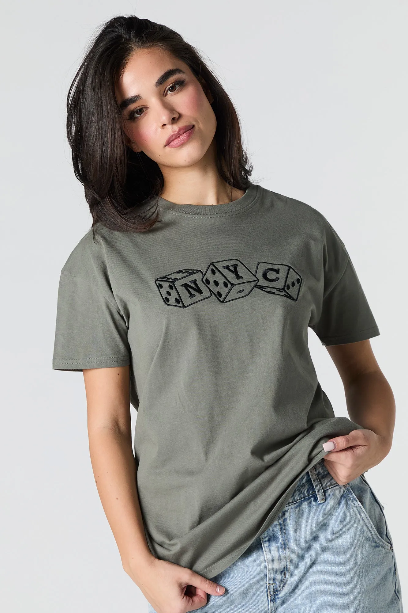 NYC Dice Embroidered T-Shirt sold by Urban Planet