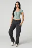 Ribbed Button Front T-Shirt sold by Urban Planet