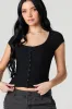 Ribbed Button Front T-Shirt sold by Urban Planet