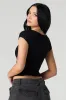 Ribbed Button Front T-Shirt sold by Urban Planet