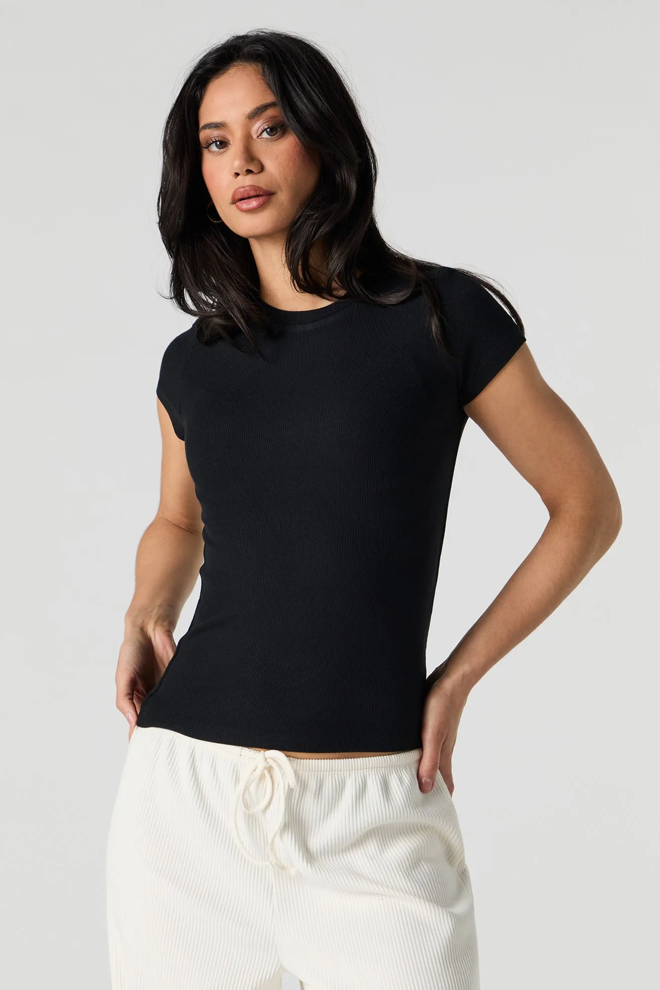 Ribbed Crewneck T-Shirt sold by Urban Planet product image thumbnail 4