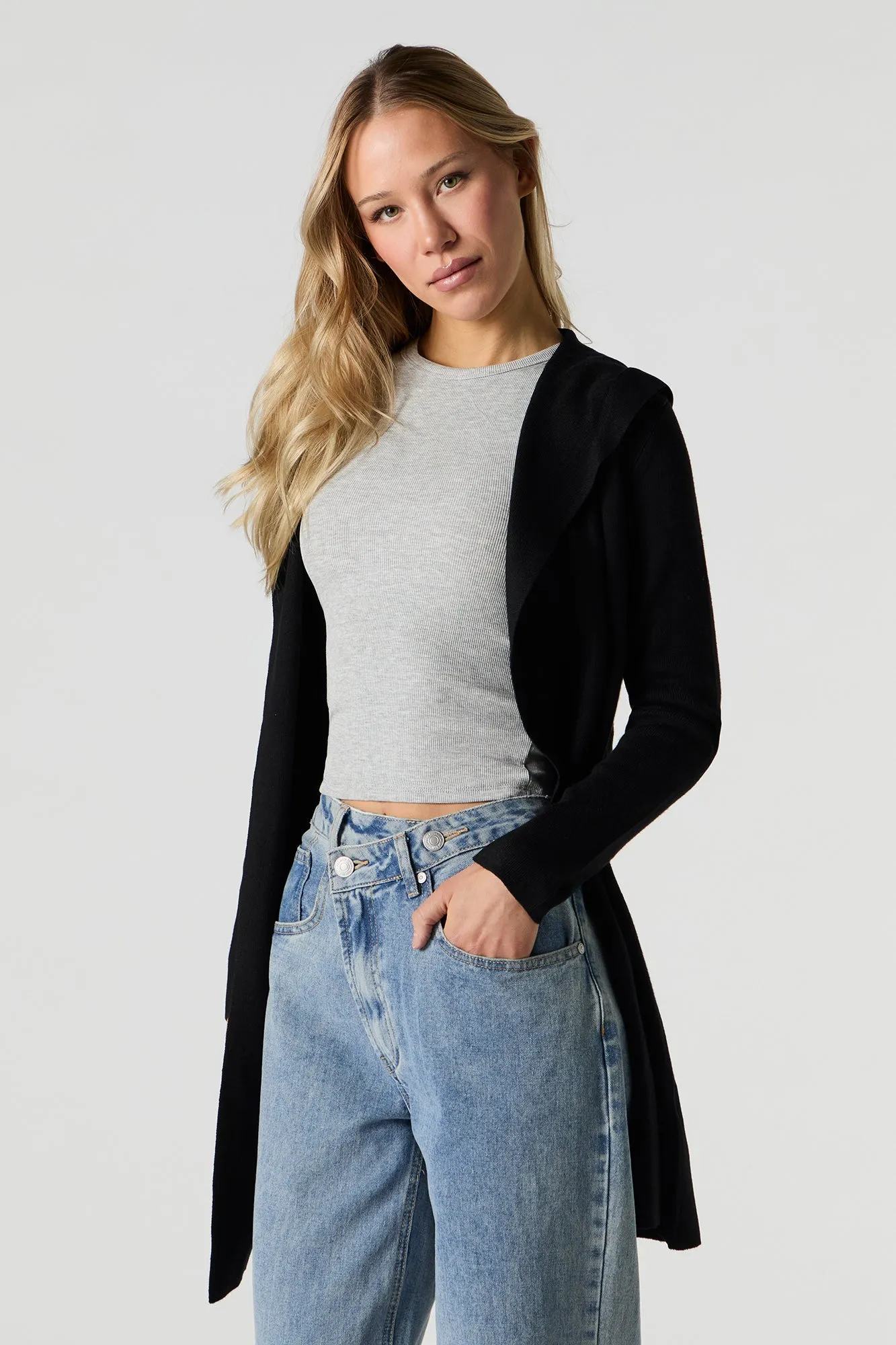 Cardigan ouvert long à capuchon sold by Urban Planet product image thumbnail 4