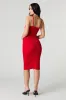 Robe midi en tricot côtelé avec encolure en V et fente sold by Urban Planet