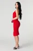 Robe midi en tricot côtelé avec encolure en V et fente sold by Urban Planet