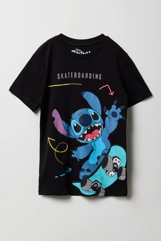 T-shirt à imprimé Stitch Skateboarding pour enfants sold by Urban Planet