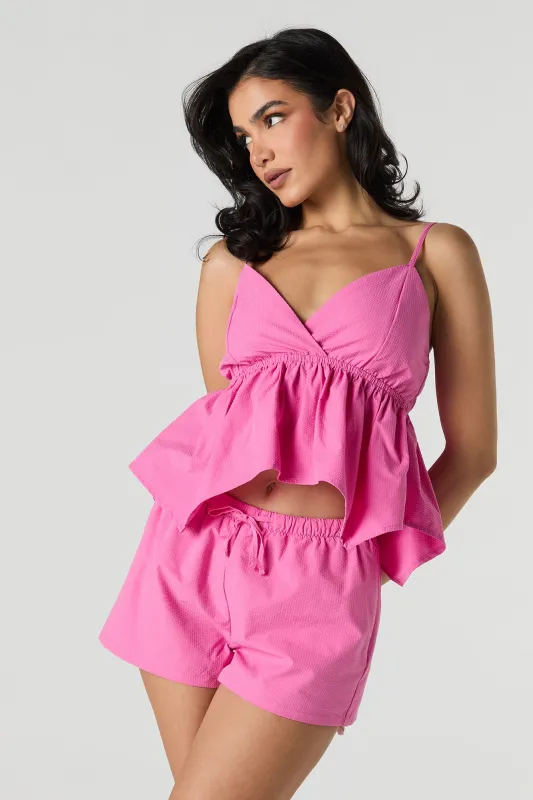 Textured Mid Rise Drawstring Short sold by Urban Planet