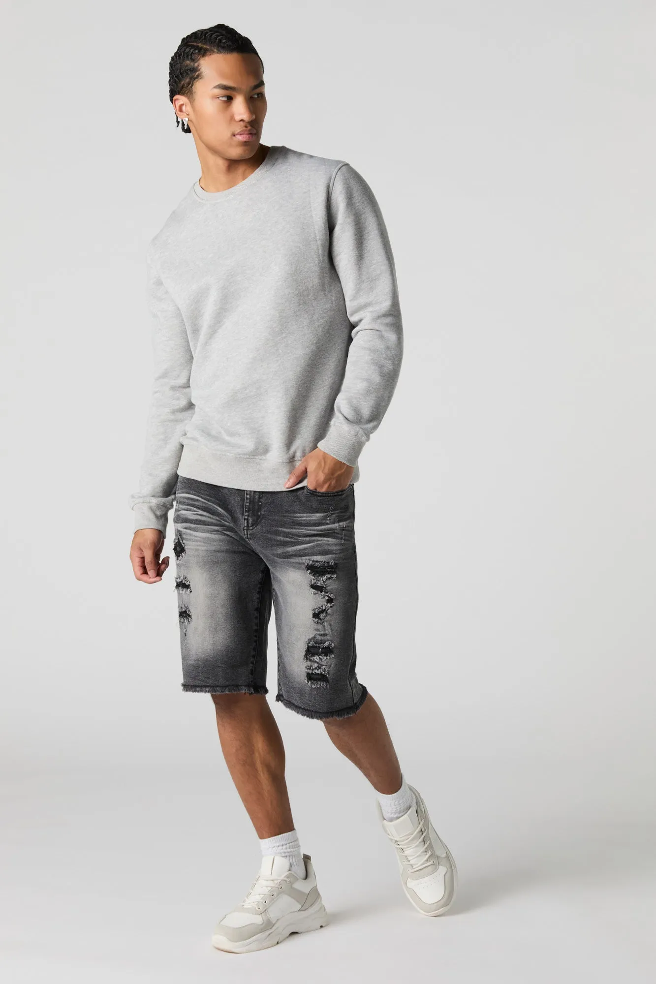 Distressed Frayed Hem Denim Short sold by Urban Planet product image thumbnail 2
