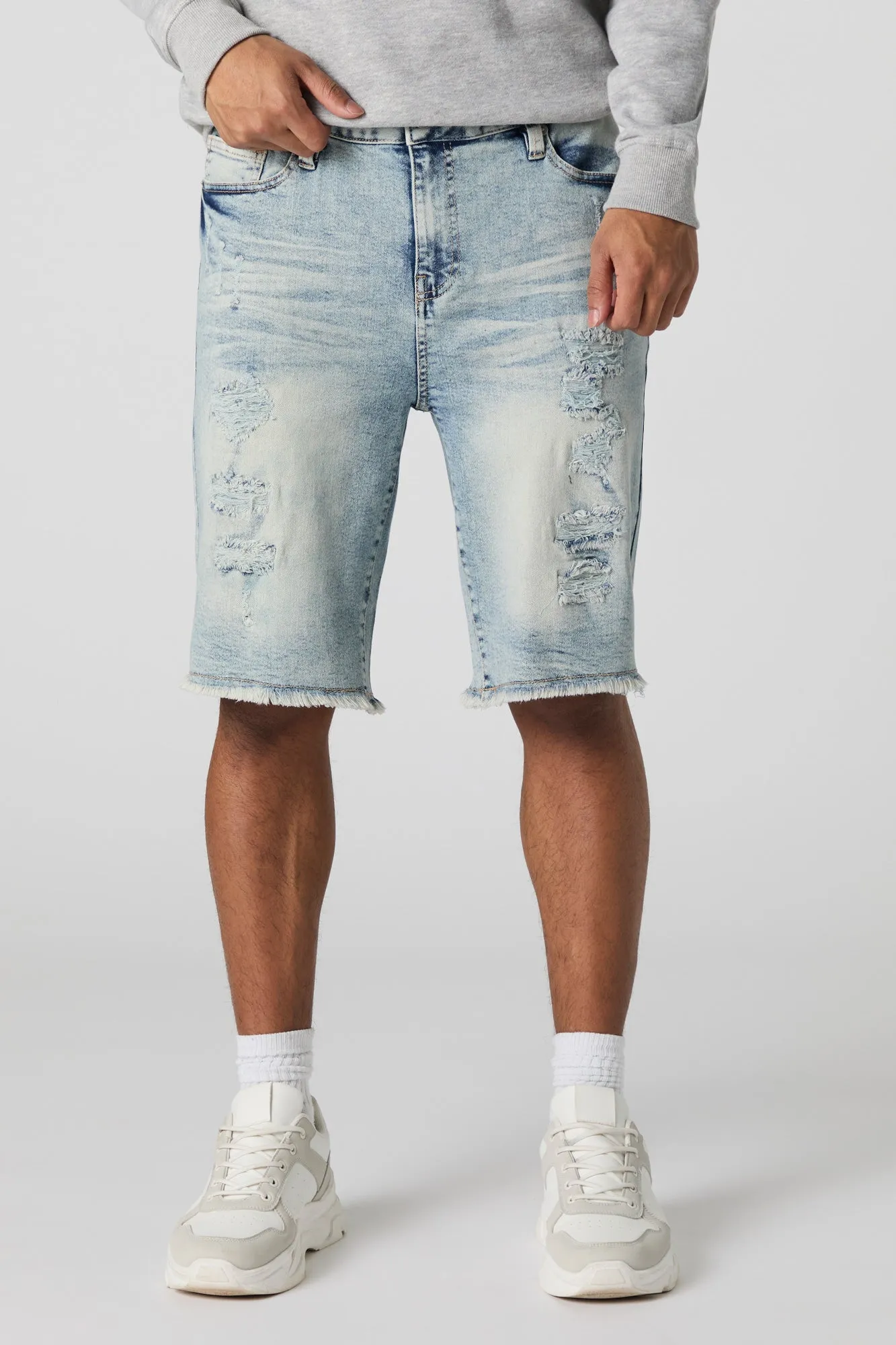 Distressed Frayed Hem Denim Short sold by Urban Planet product image thumbnail 4