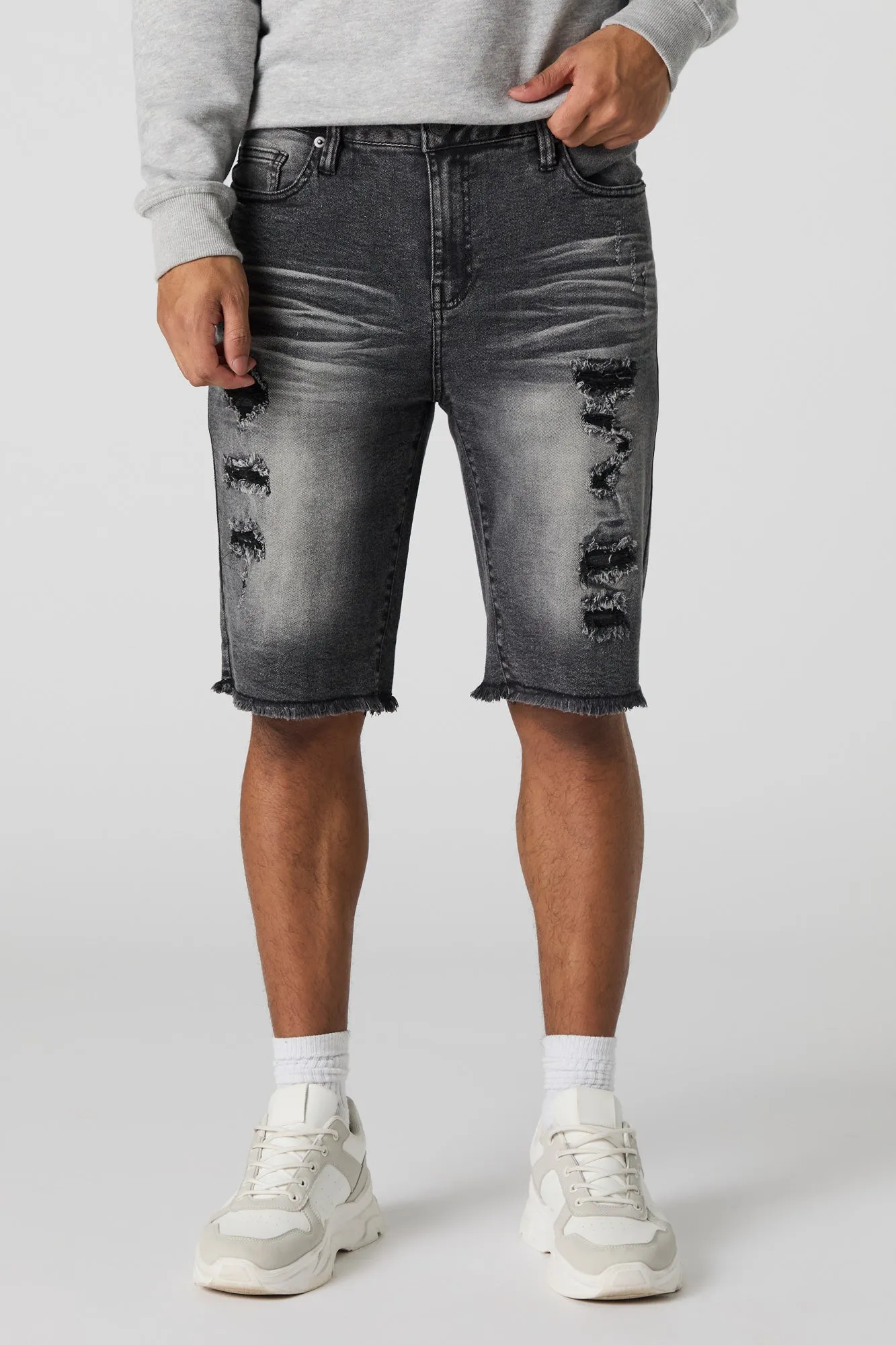 Distressed Frayed Hem Denim Short sold by Urban Planet