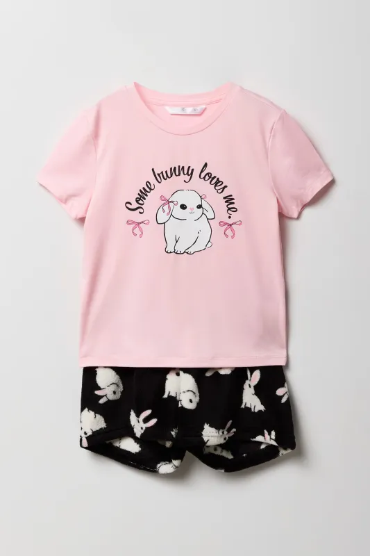 Ensemble pyjama avec t-shirt imprimé et short en peluche pour fille sold by Urban Planet
