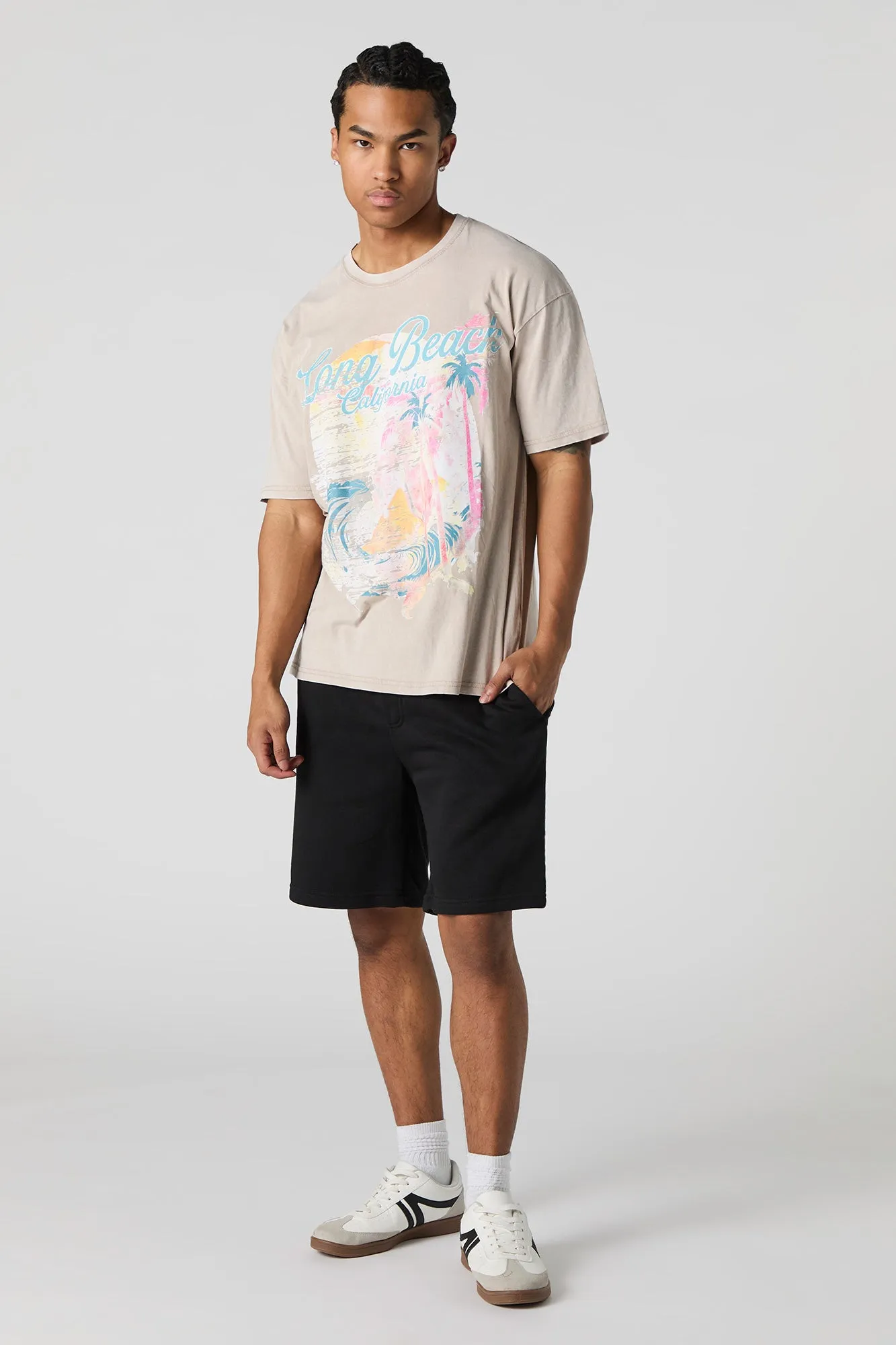 T-shirt délavé à imprimé Long Beach California sold by Urban Planet product image thumbnail 2