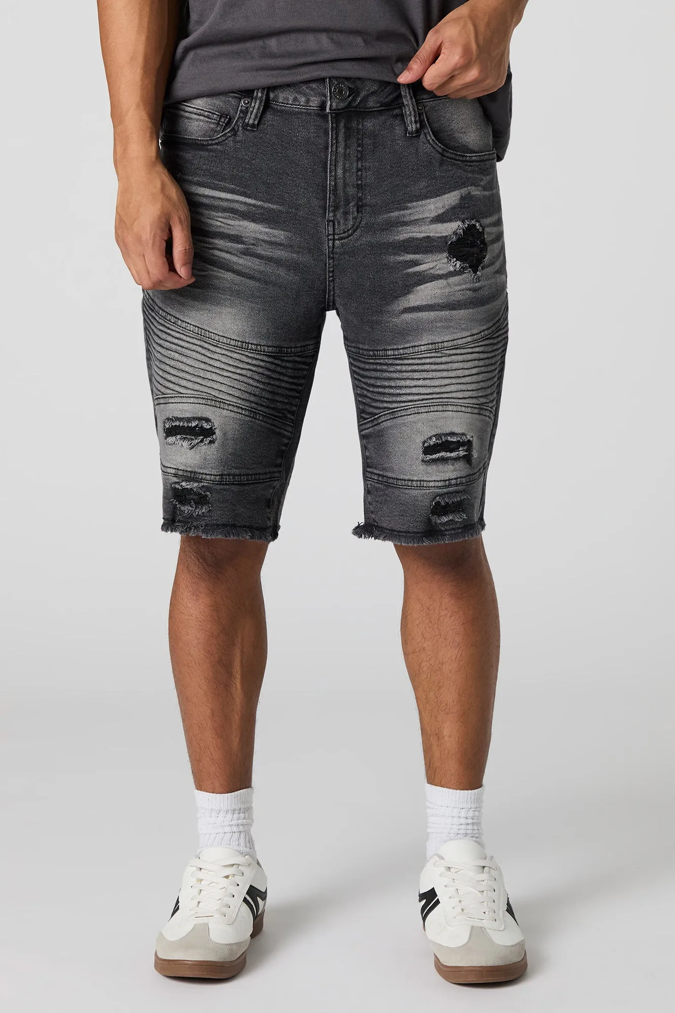 Distressed Moto Denim Short sold by Urban Planet product image thumbnail 4