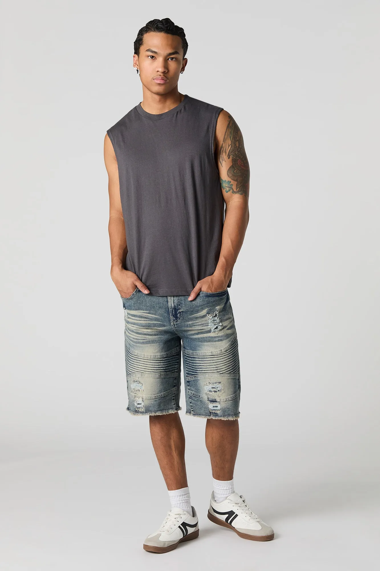 Distressed Moto Denim Short sold by Urban Planet product image thumbnail 2