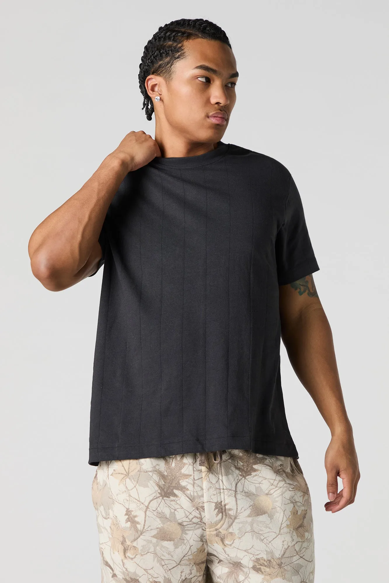 Vertical Ribbed Knit Boxy T-Shirt sold by Urban Planet product image thumbnail 4