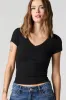 T-shirt côtelé à col en V sold by Urban Planet