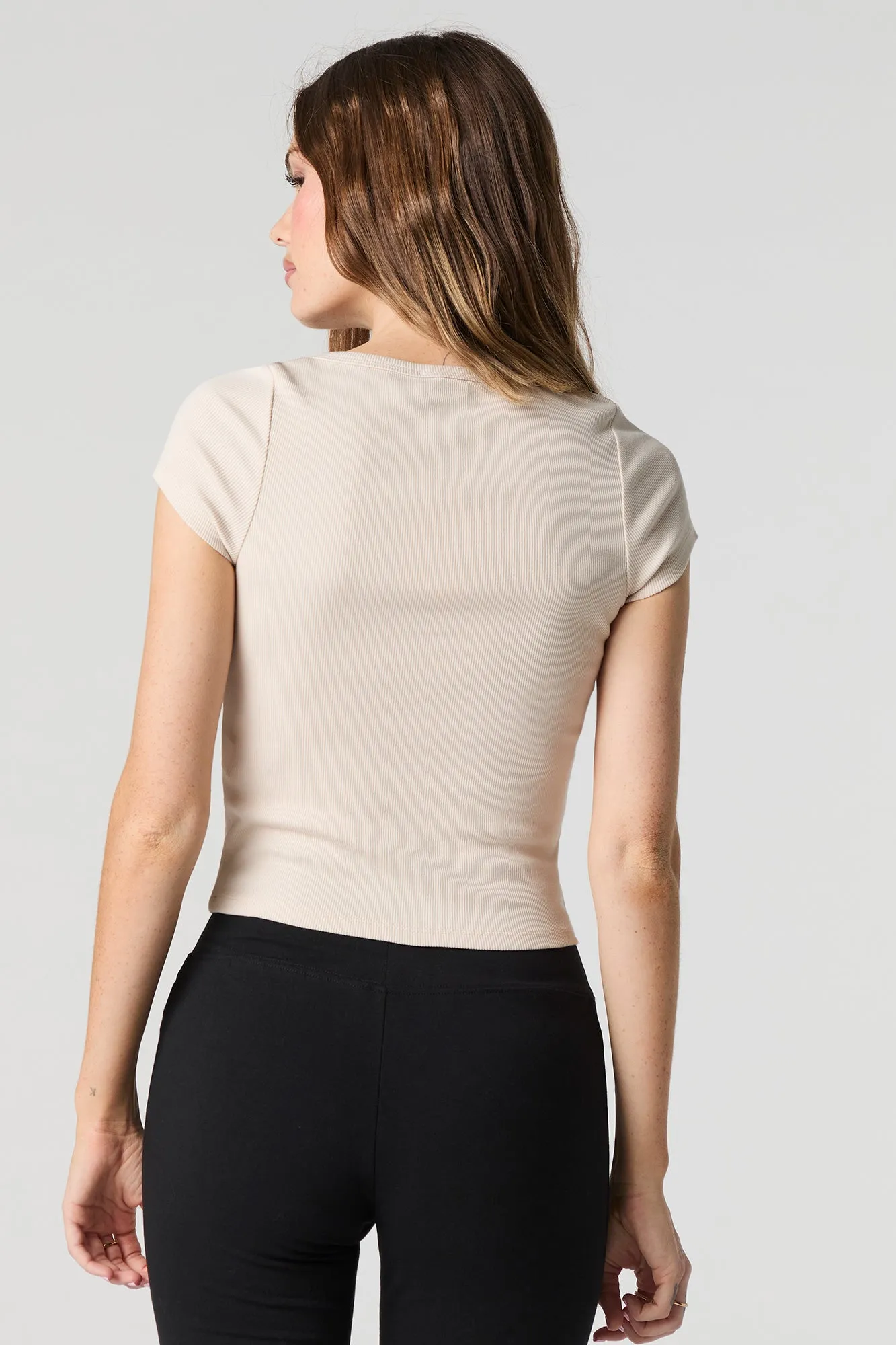 Haut côtelé boutonné à encolure ronde sold by Urban Planet product image thumbnail 2