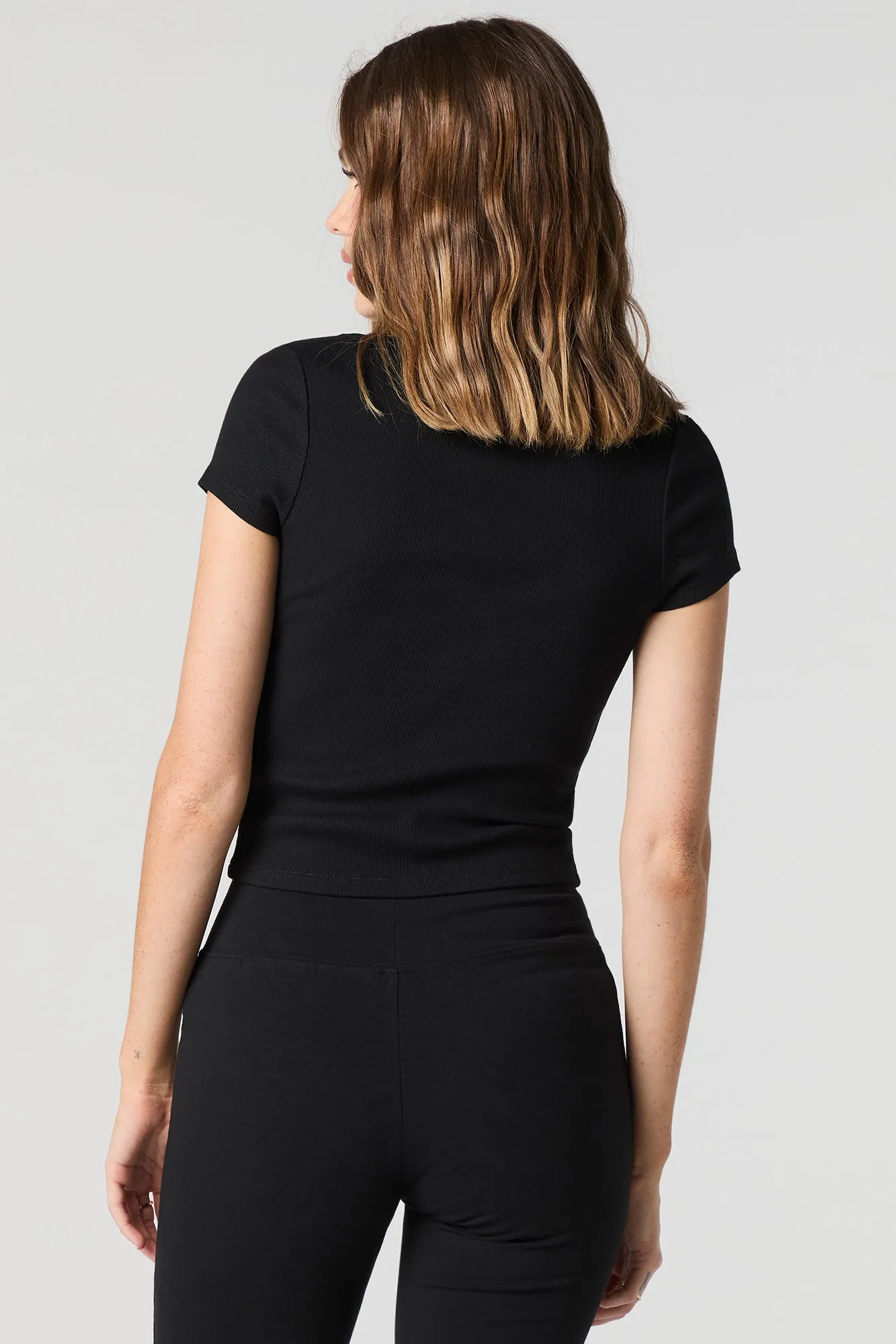 Haut côtelé boutonné à encolure ronde sold by Urban Planet product image thumbnail 5